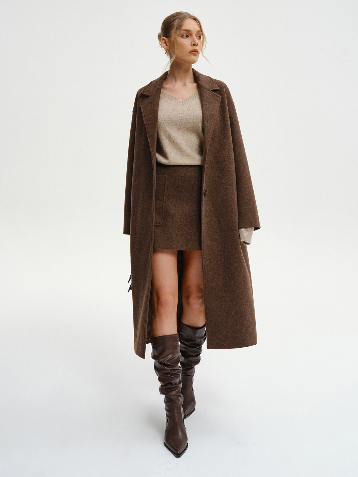 Oversized Tweed Long Coat for Women Winter Elegance