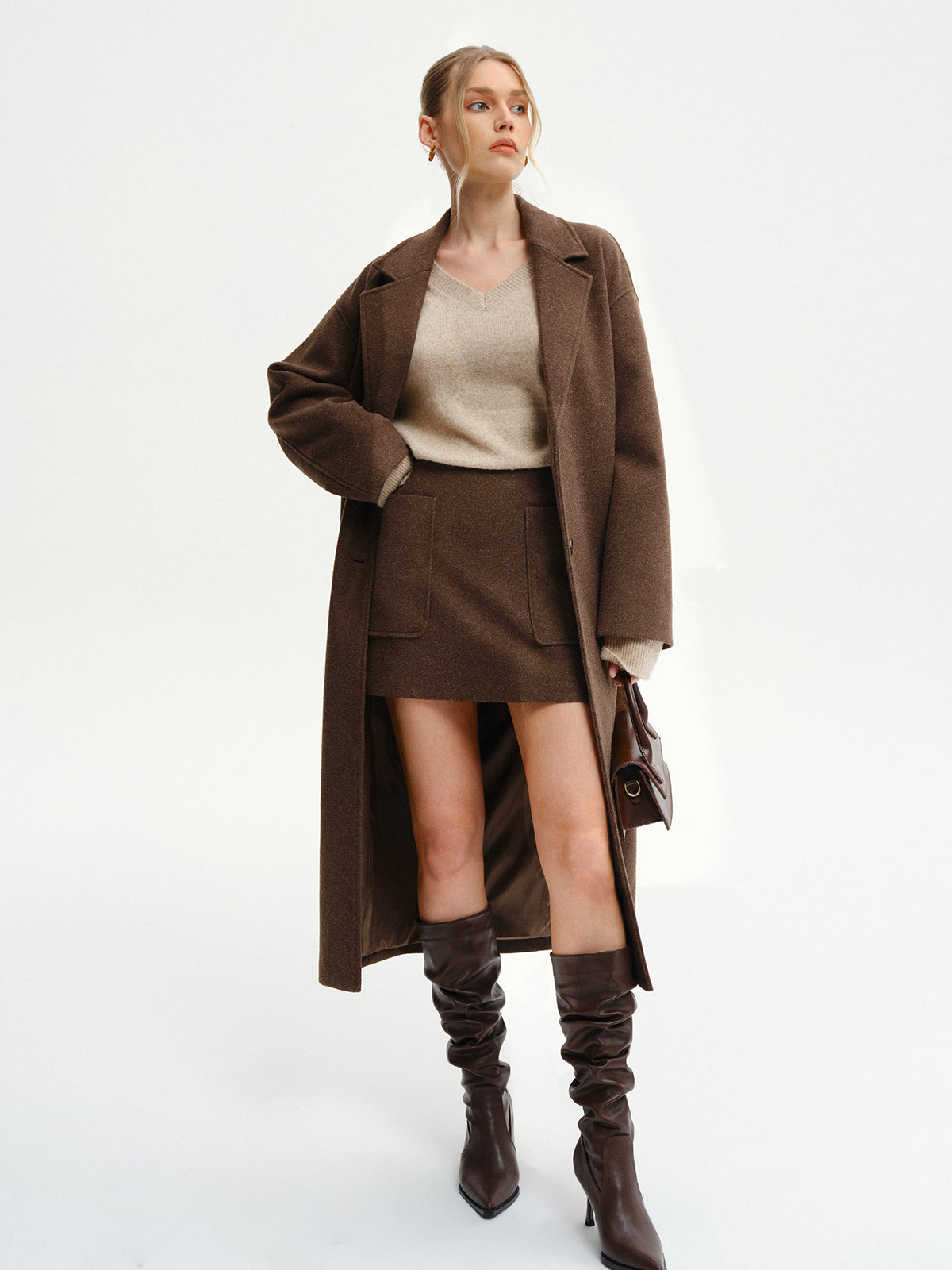 Oversized Tweed Long Coat for Women Winter Elegance