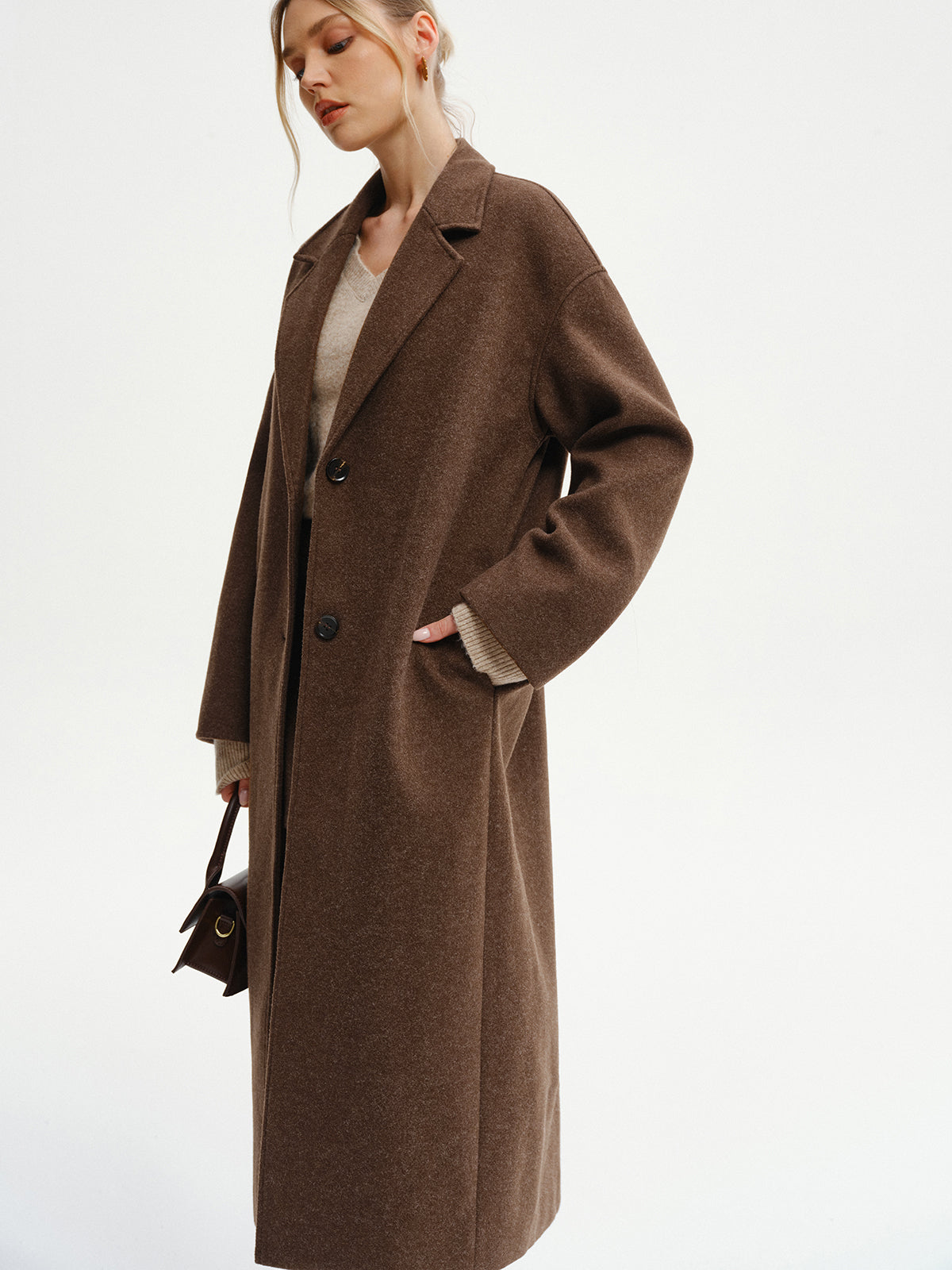 Oversized Tweed Long Coat for Women Winter Elegance