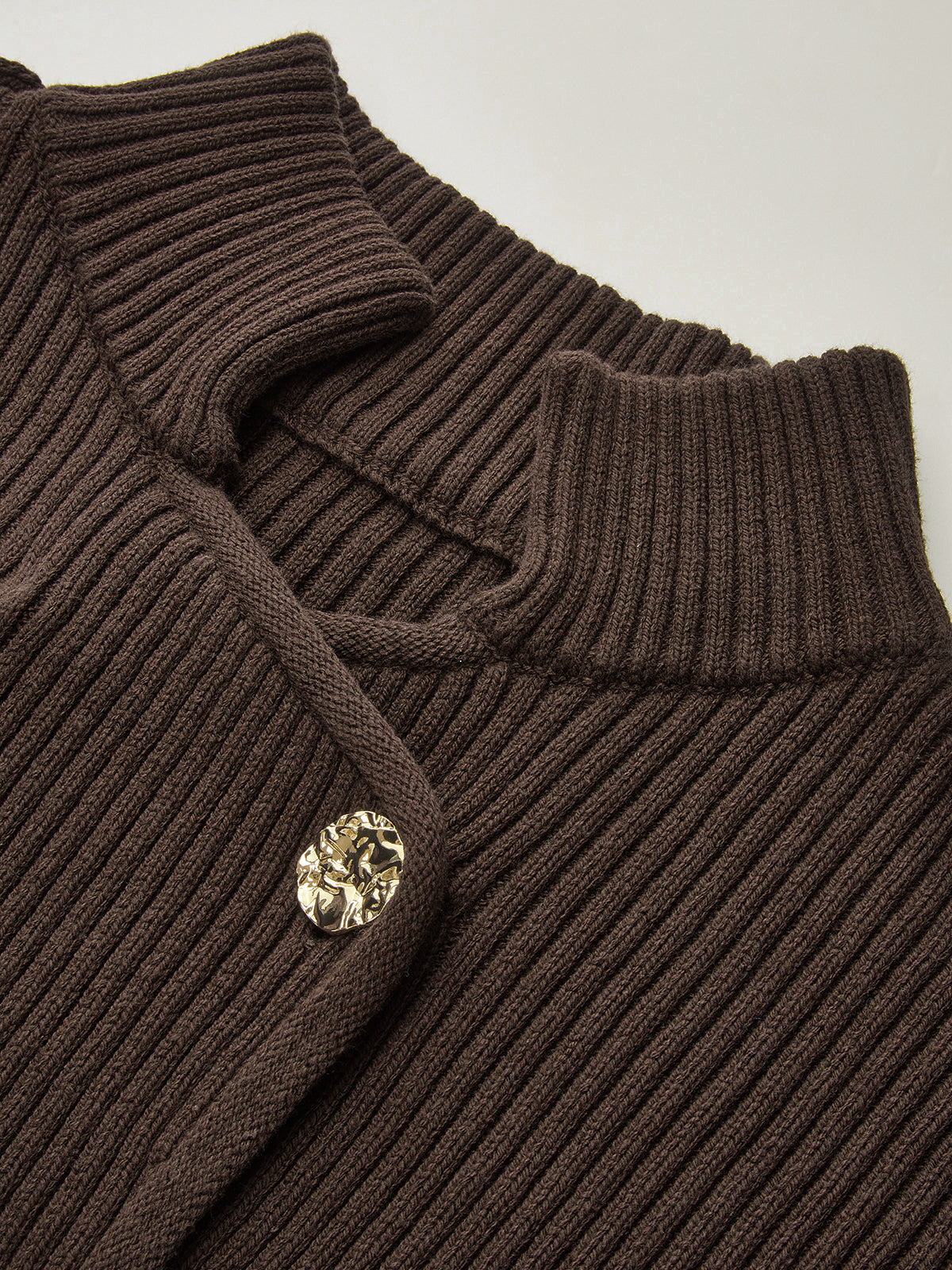 Stand Collar Asymmetric Button Cardigan Lightweight Layering Essential