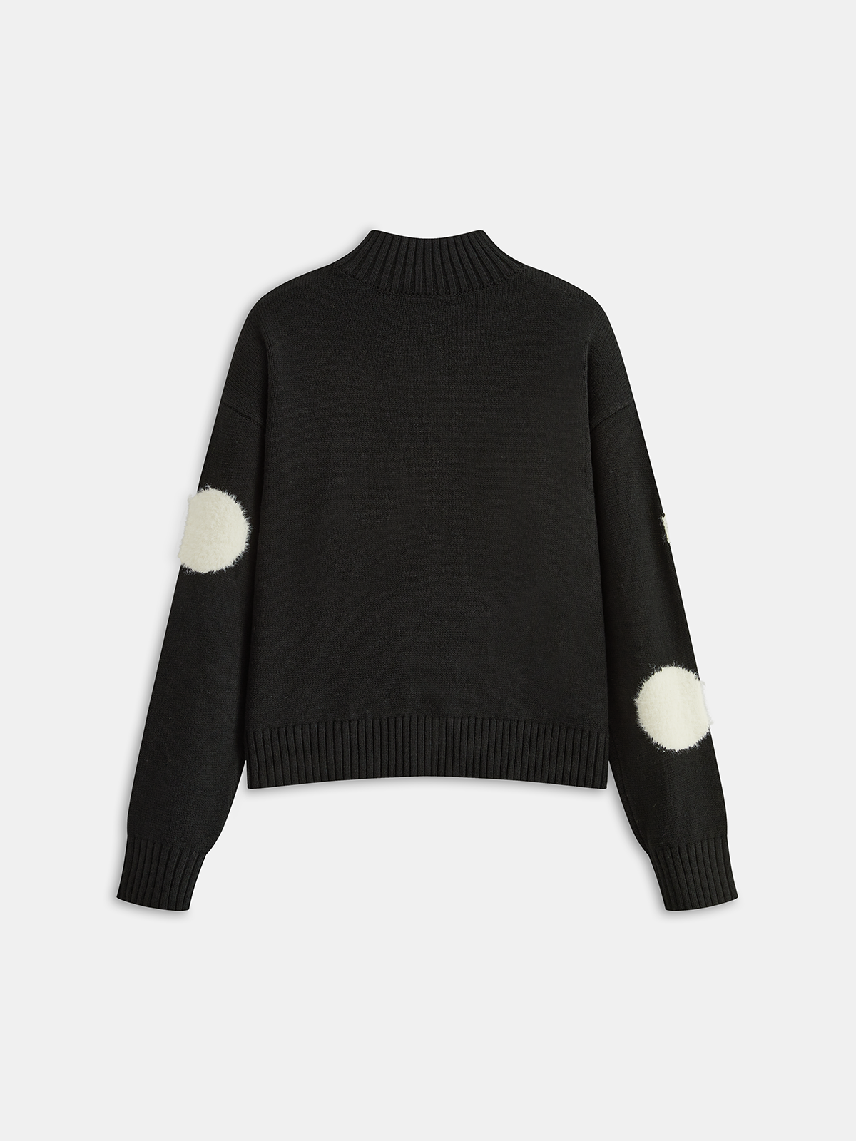 Large Polka Dot Mock Neck Sweater Comfortable Long Sleeve Winter Pullover