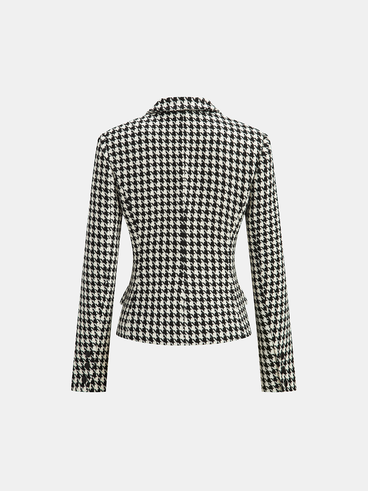 Houndstooth Tweed Double-Breasted Blazer for Women's Formal Wear