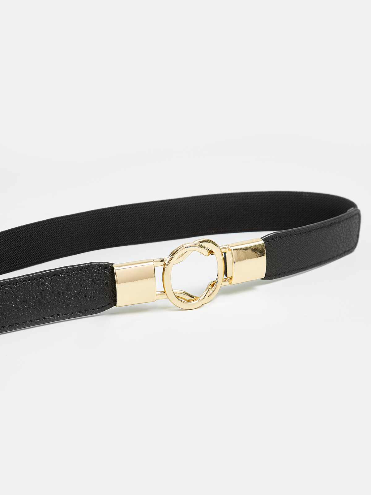 Interlocking Ring Buckle Elastic Belt for Women Adjustable Stretch Waistband