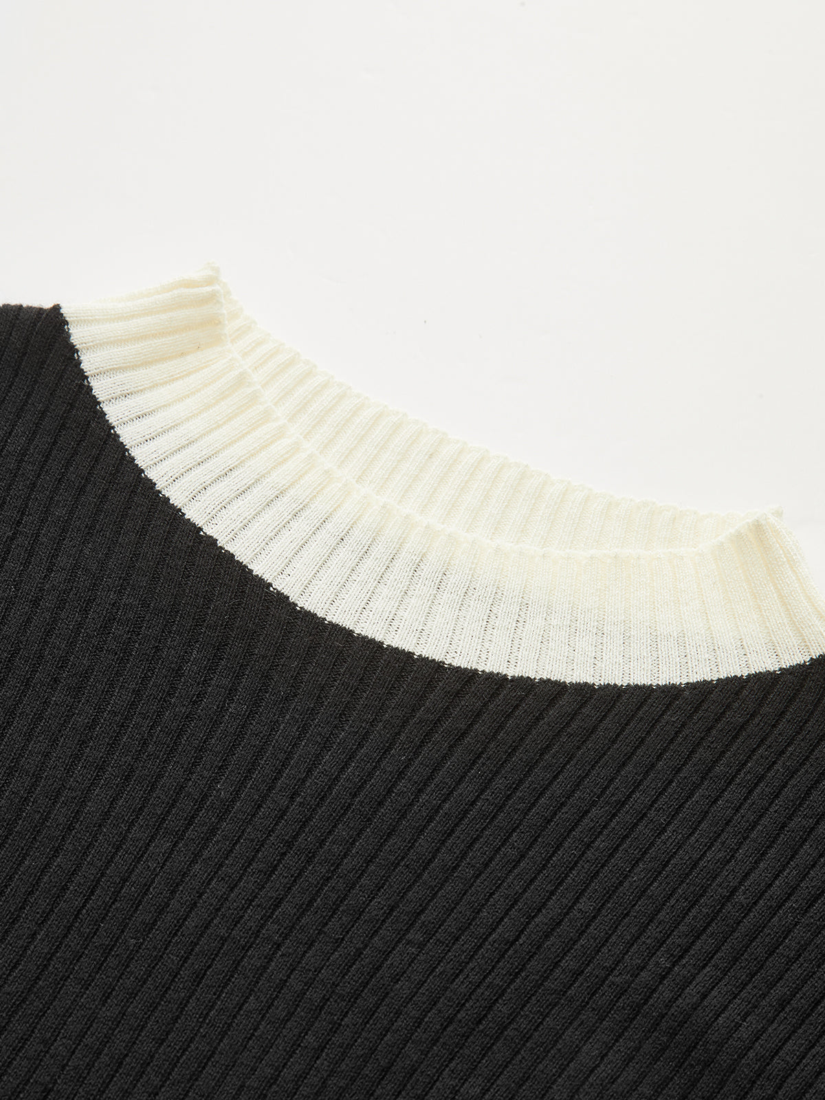 Color-Block Asymmetric Hem Ribbed Knit Top for Women, Trendy Comfort Fit
