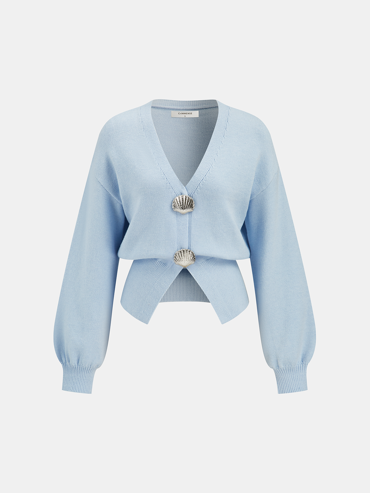 Metal Shell Split Hem Knit Cardigan - Women's Lightweight Long Sleeve Sweater