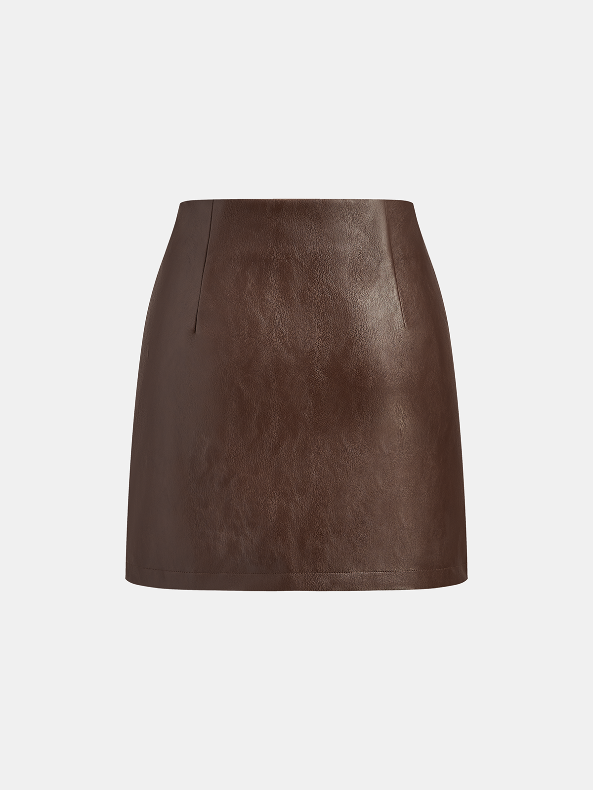 PU Leather Metal Detail Mini Skirt with High Waist Design