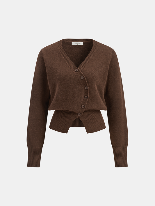 Asymmetric Button Front Cardigan Stylish Lightweight Women's Knitwear