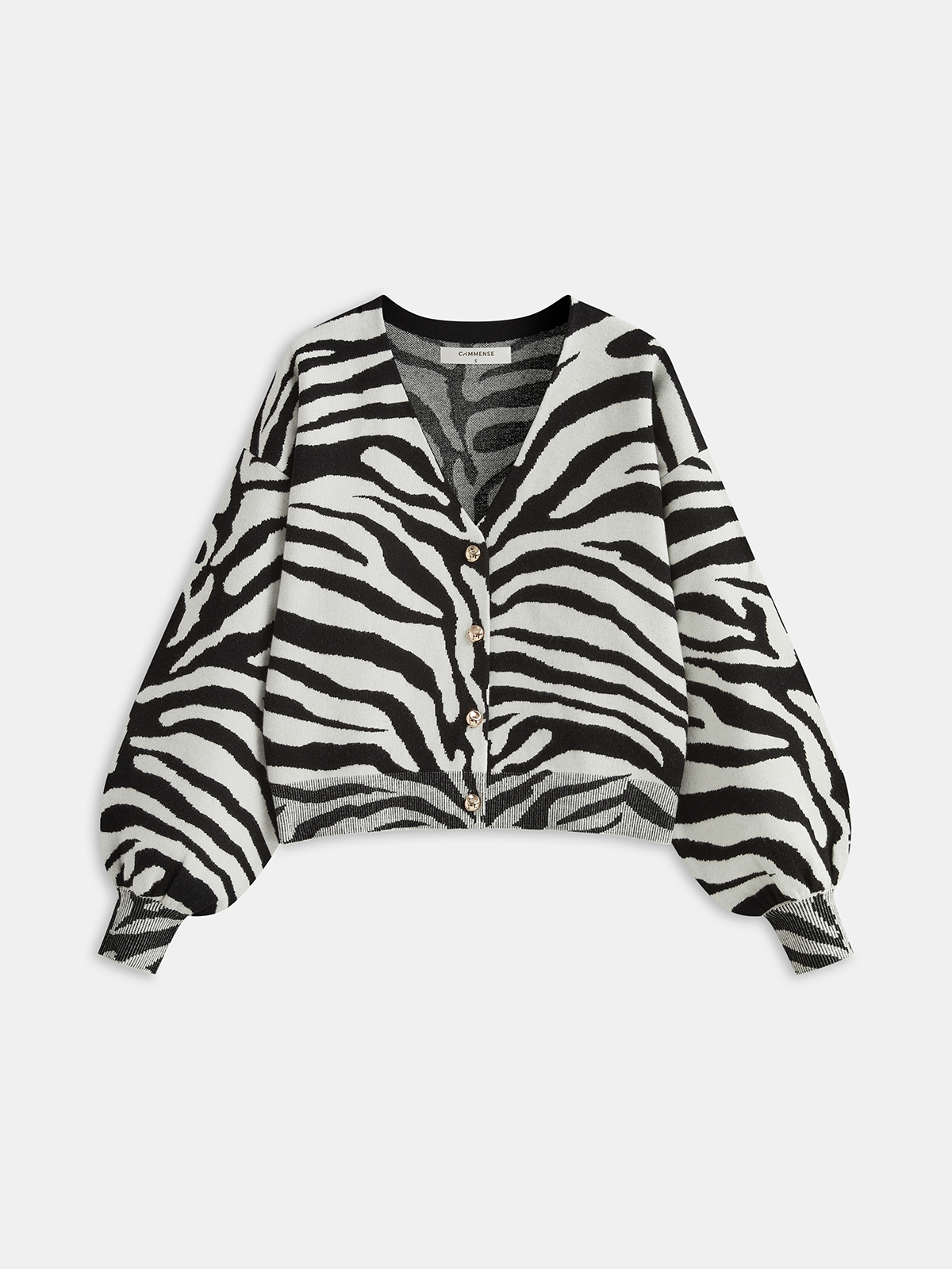 Zebra Print Puff Sleeve Cardigan Button-Up Fashion Trend