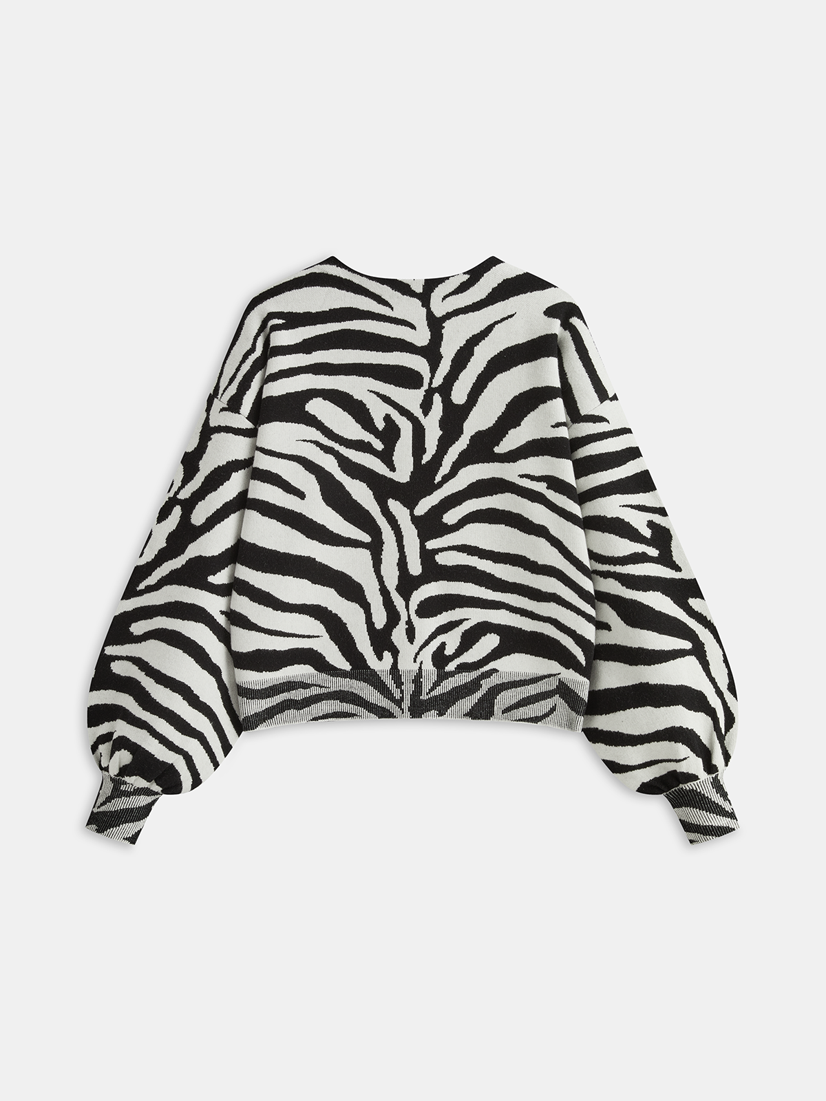 Zebra Print Puff Sleeve Cardigan Button-Up Fashion Trend