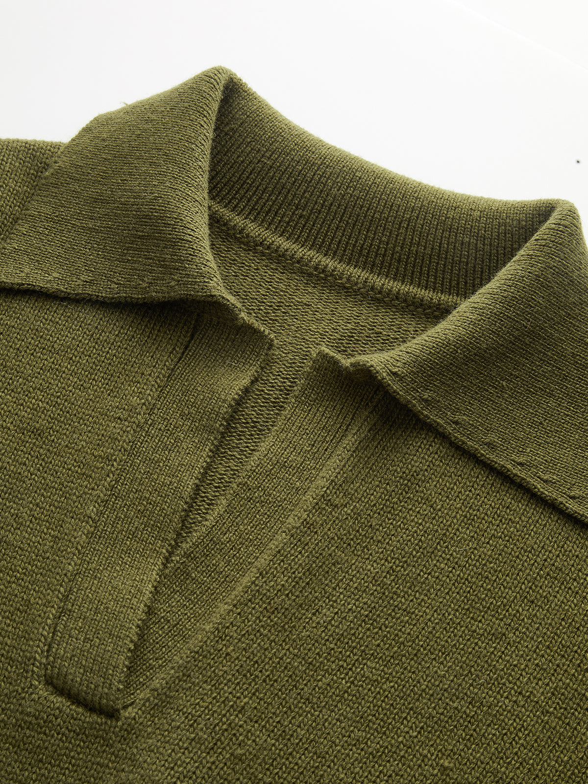 Ribbed Wool Blend Polo Knit Top for Casual Wear