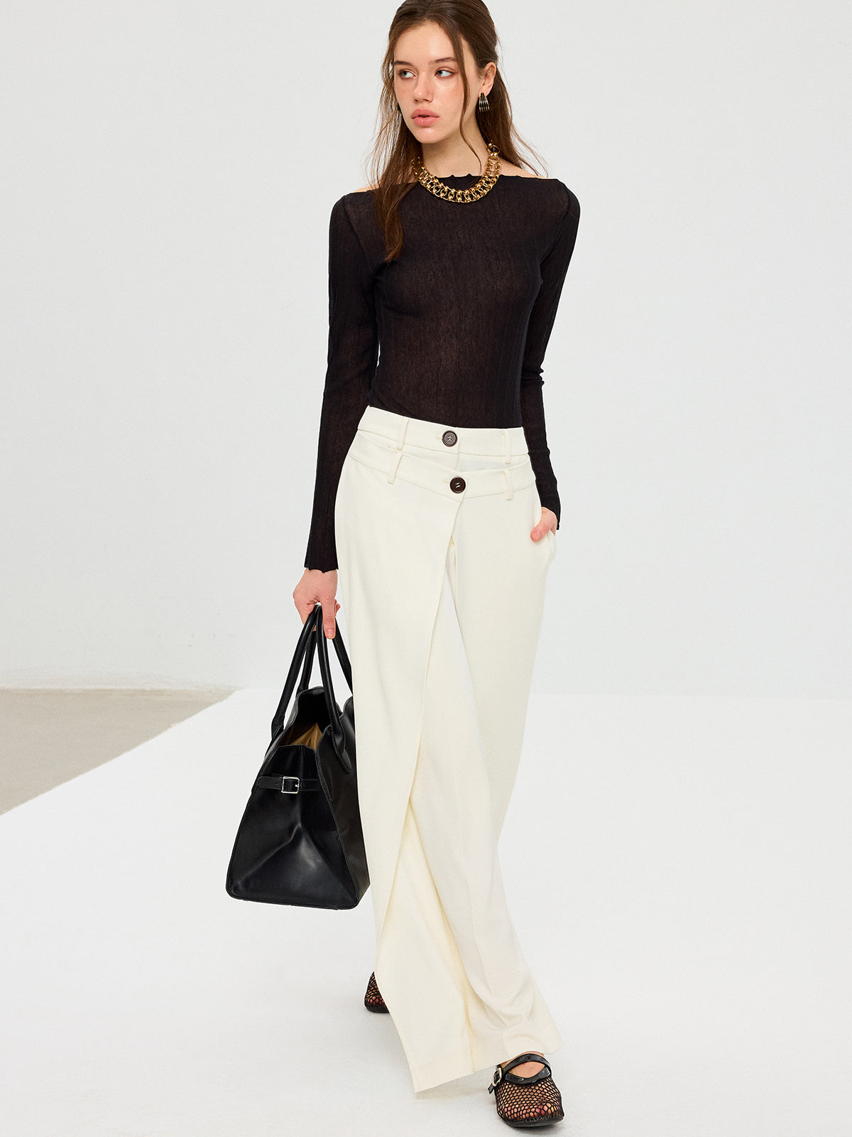 Off-Shoulder Sheer Knit Top for Women Lightweight Summer Style
