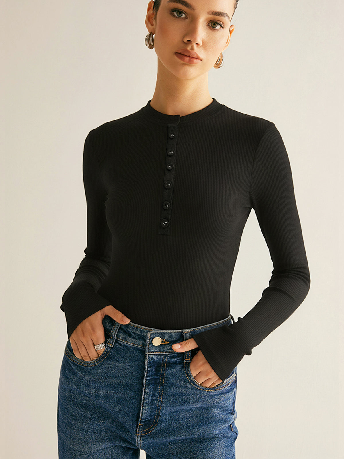 Ribbed Long Sleeve Bodysuit for Women Everyday Wear