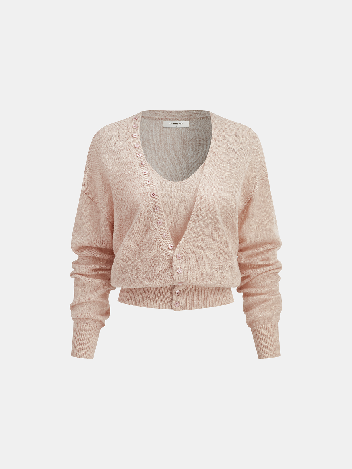 Wool Blend Cropped Cardigan & Top Set, Trendy Layered Fall Outfit