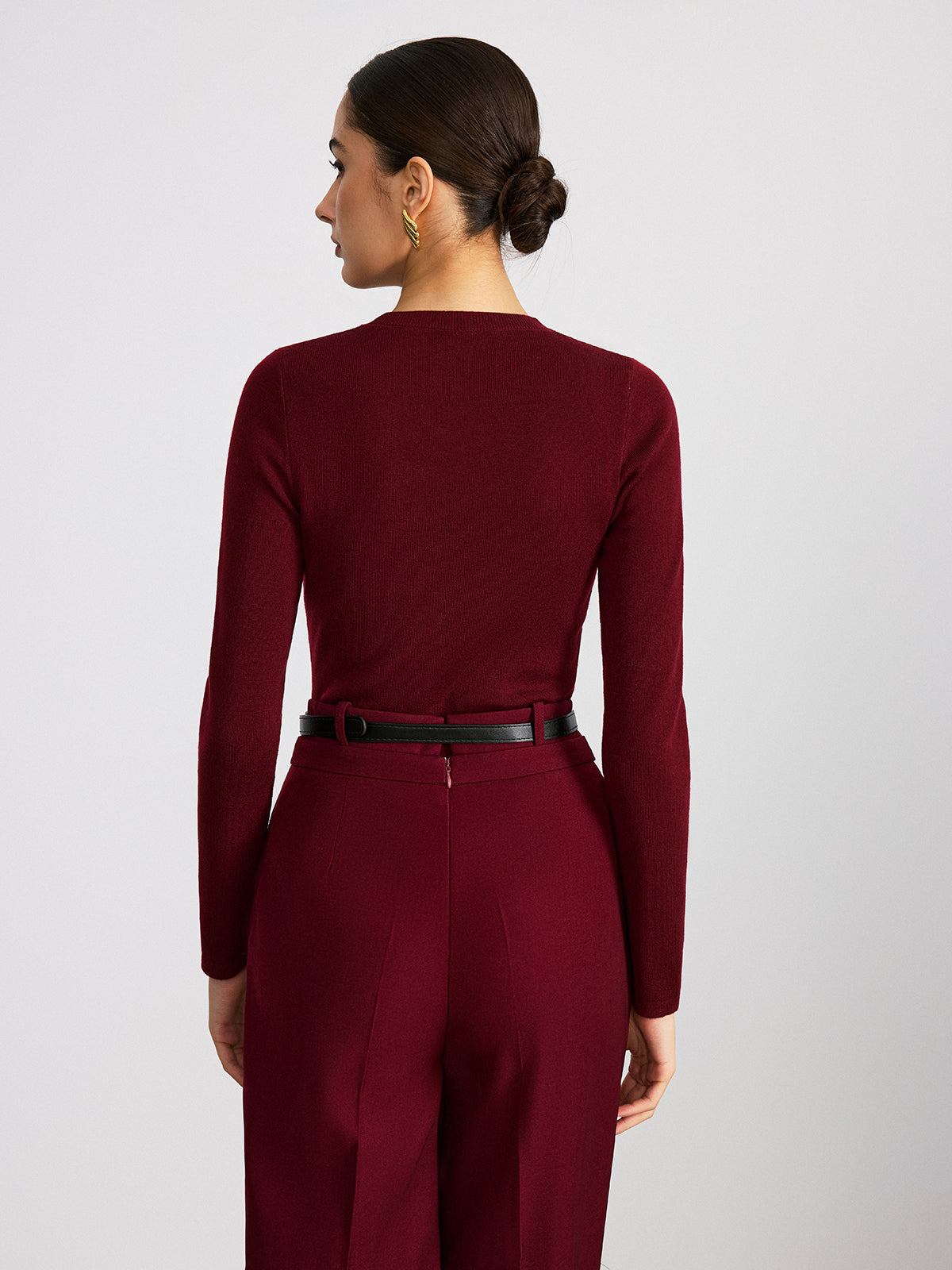 Sheer Paneled Wool Blend Knit Top Lightweight Designer Fashion