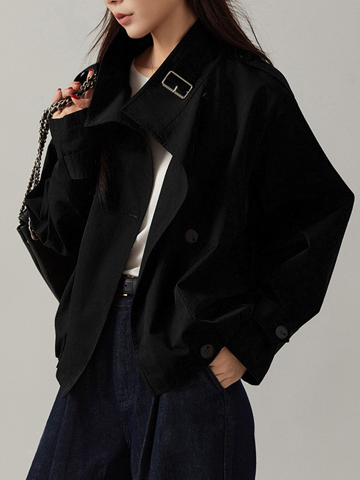 Vintage Loose Trench Coat Classic Style Long Outerwear