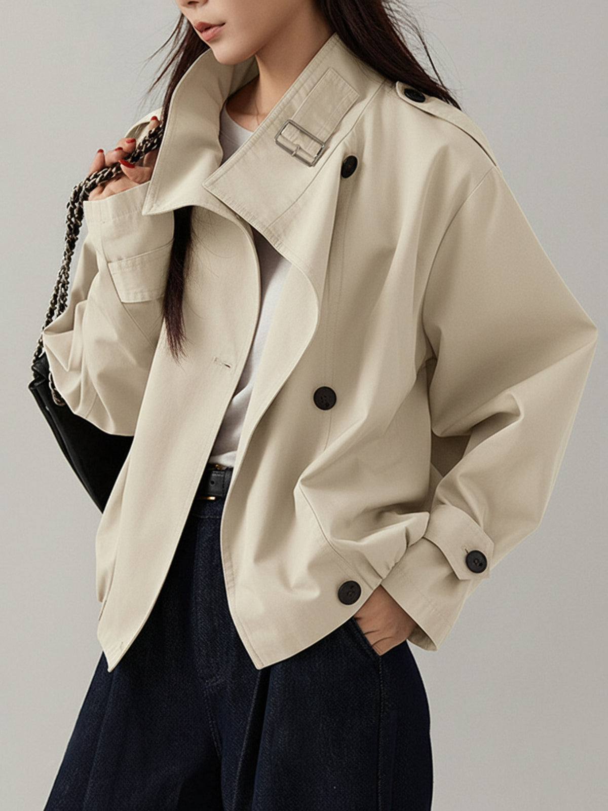 Vintage Loose Trench Coat Classic Style Long Outerwear