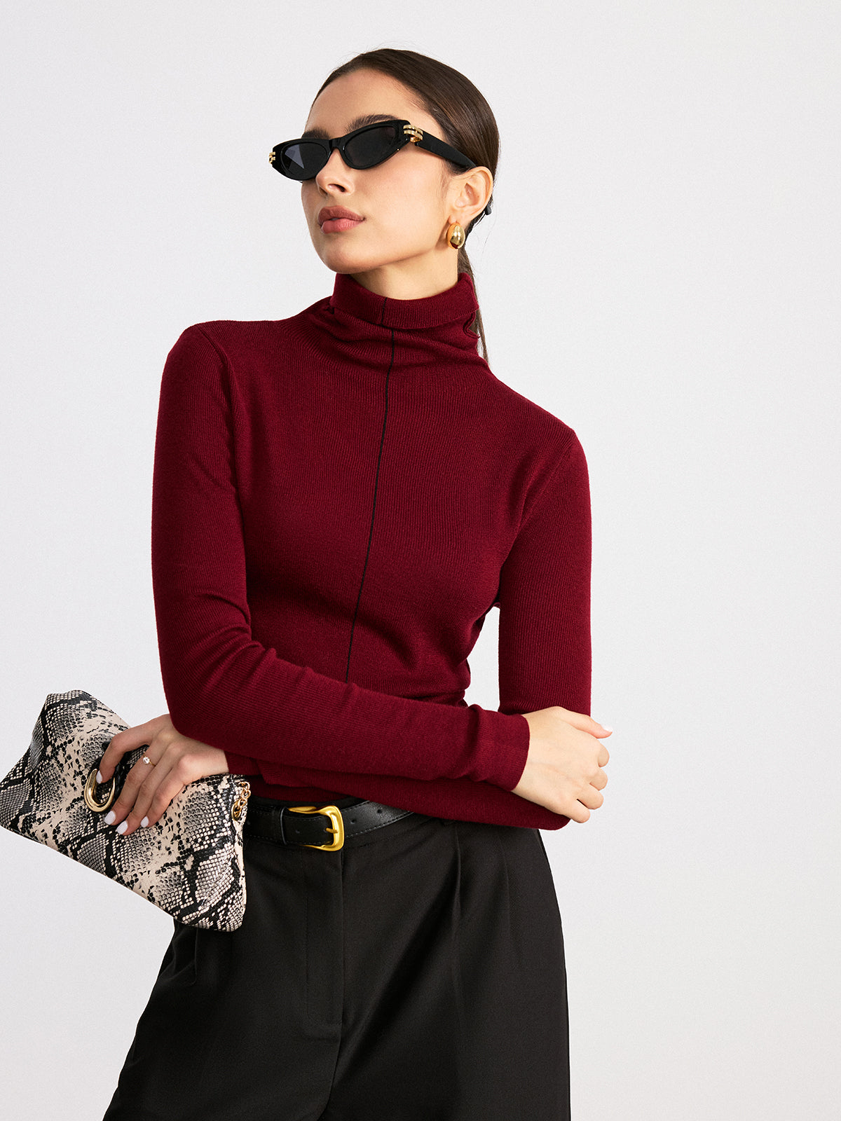 Reversible Turtleneck Wool Blend Sweater for Versatile Winter Wear