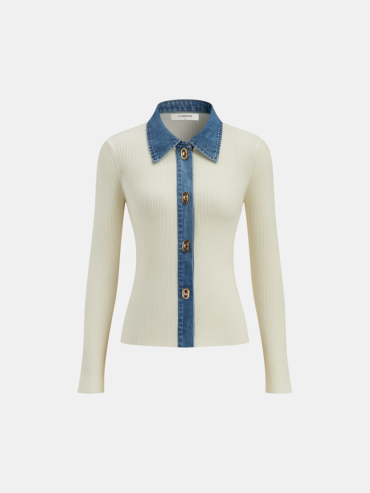 Wool Blend Denim Collar Metal Button Cardigan for Men Classic Winter Wear