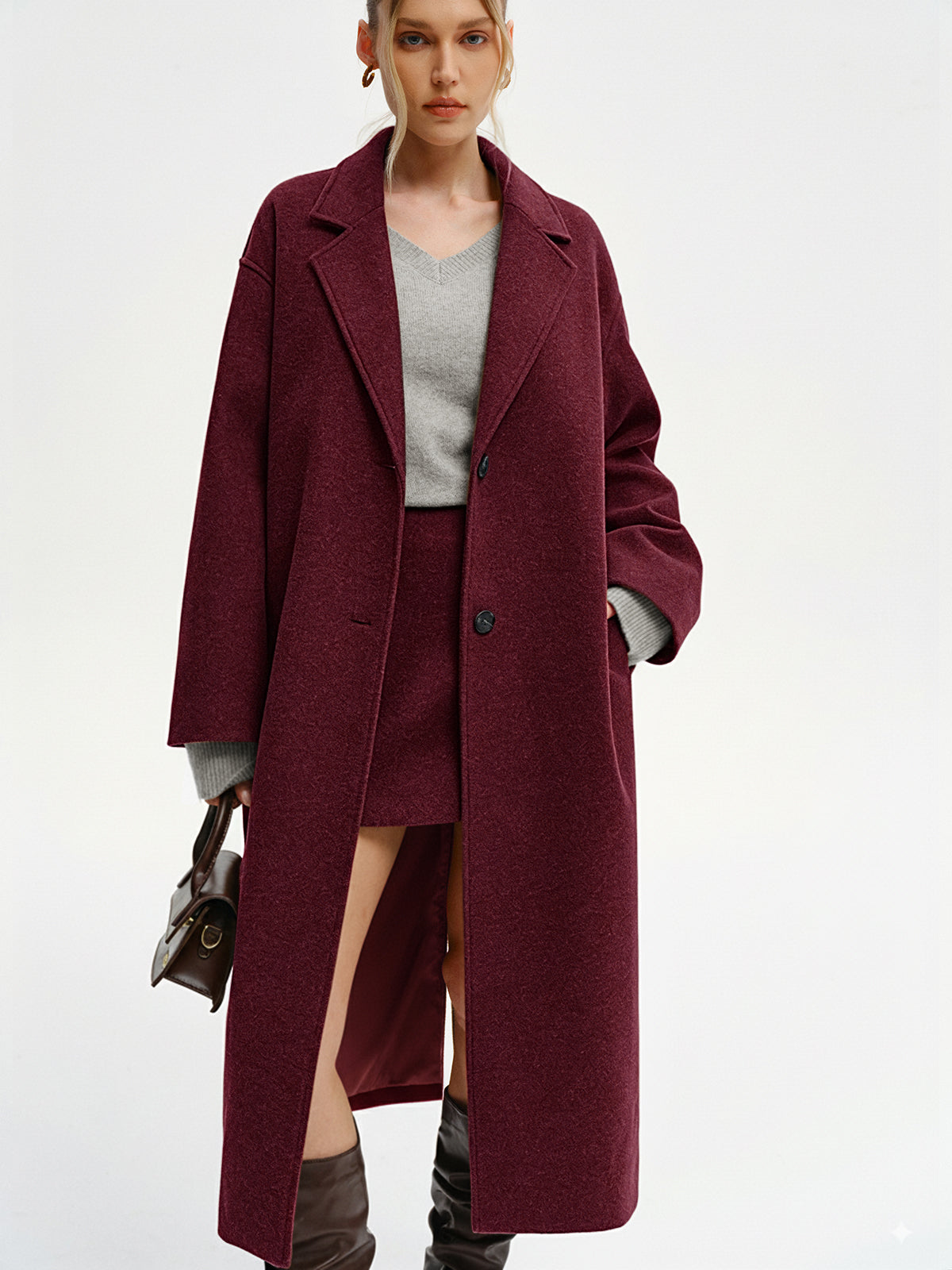 Oversized Tweed Long Coat for Women Winter Elegance