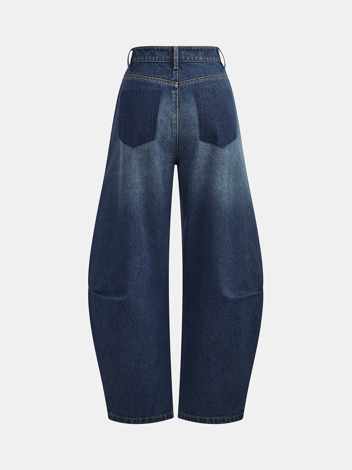 Mid-Waisted Denim Curved-Leg Pants for Women, Stylish Casual Fit