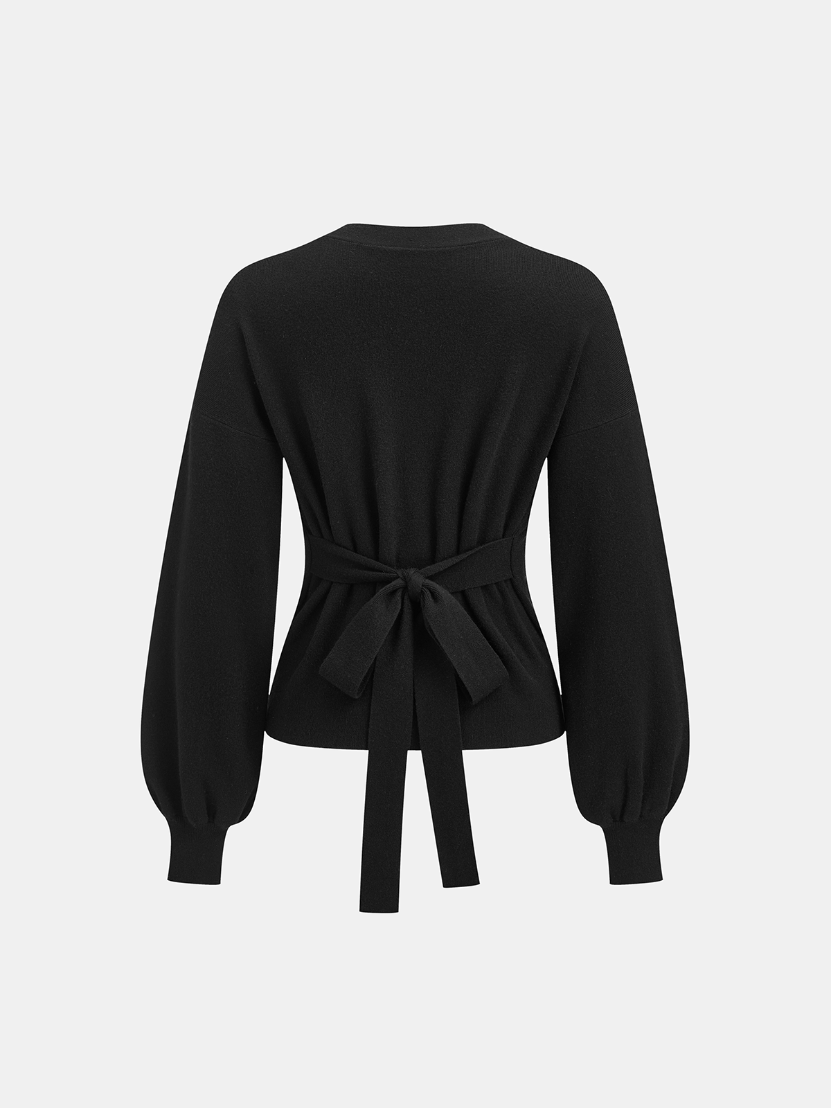 Metal Sun Button Tie-Back Cardigan with Long Sleeves Lightweight