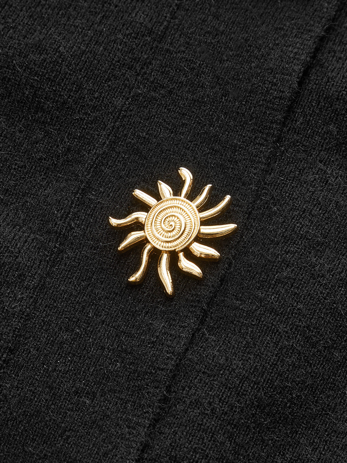 Metal Sun Button Tie-Back Cardigan with Long Sleeves Lightweight
