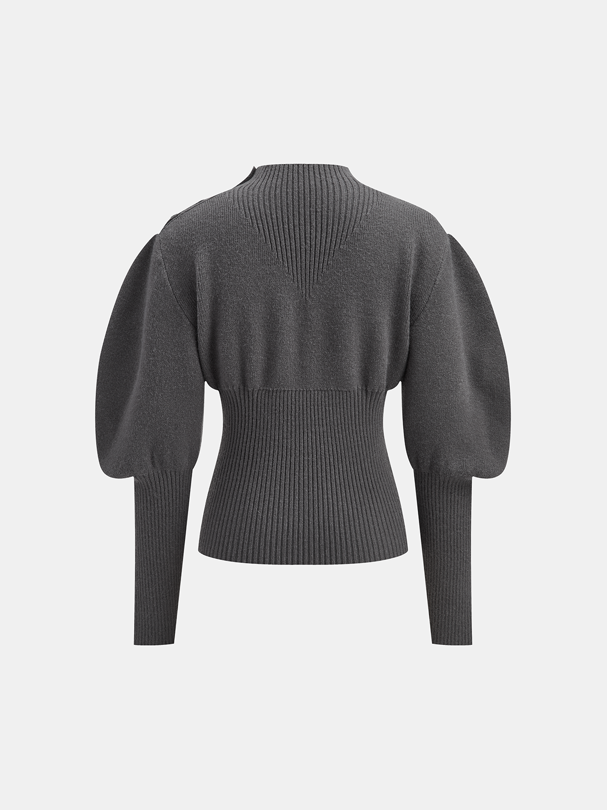 Leg-Of-Mutton Sleeve Button Detail Cozy Knit Women's Sweater