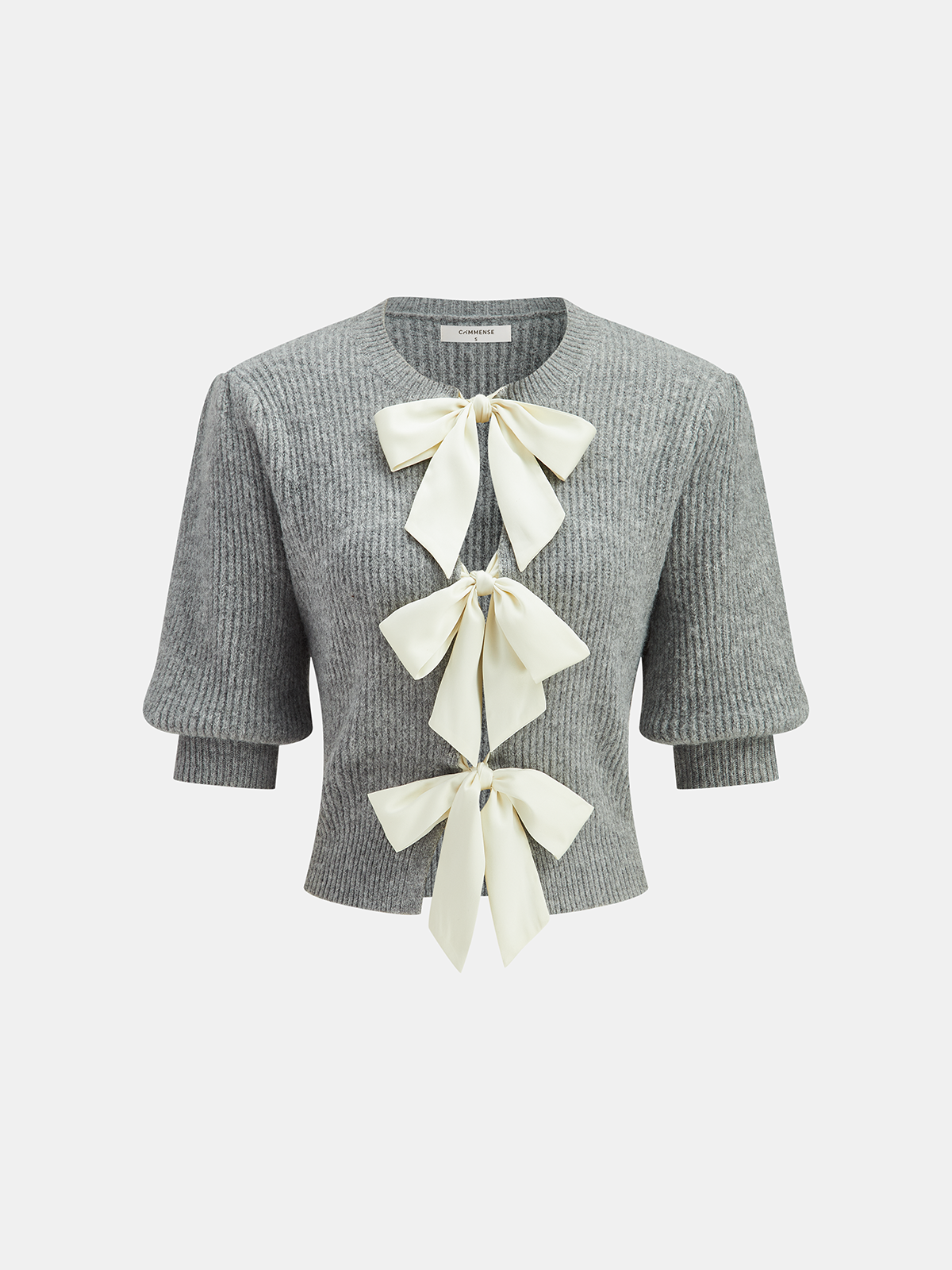 Wool Blend Short Sleeve Bow Knit Top, Stylish Comfortable Everyday Wear