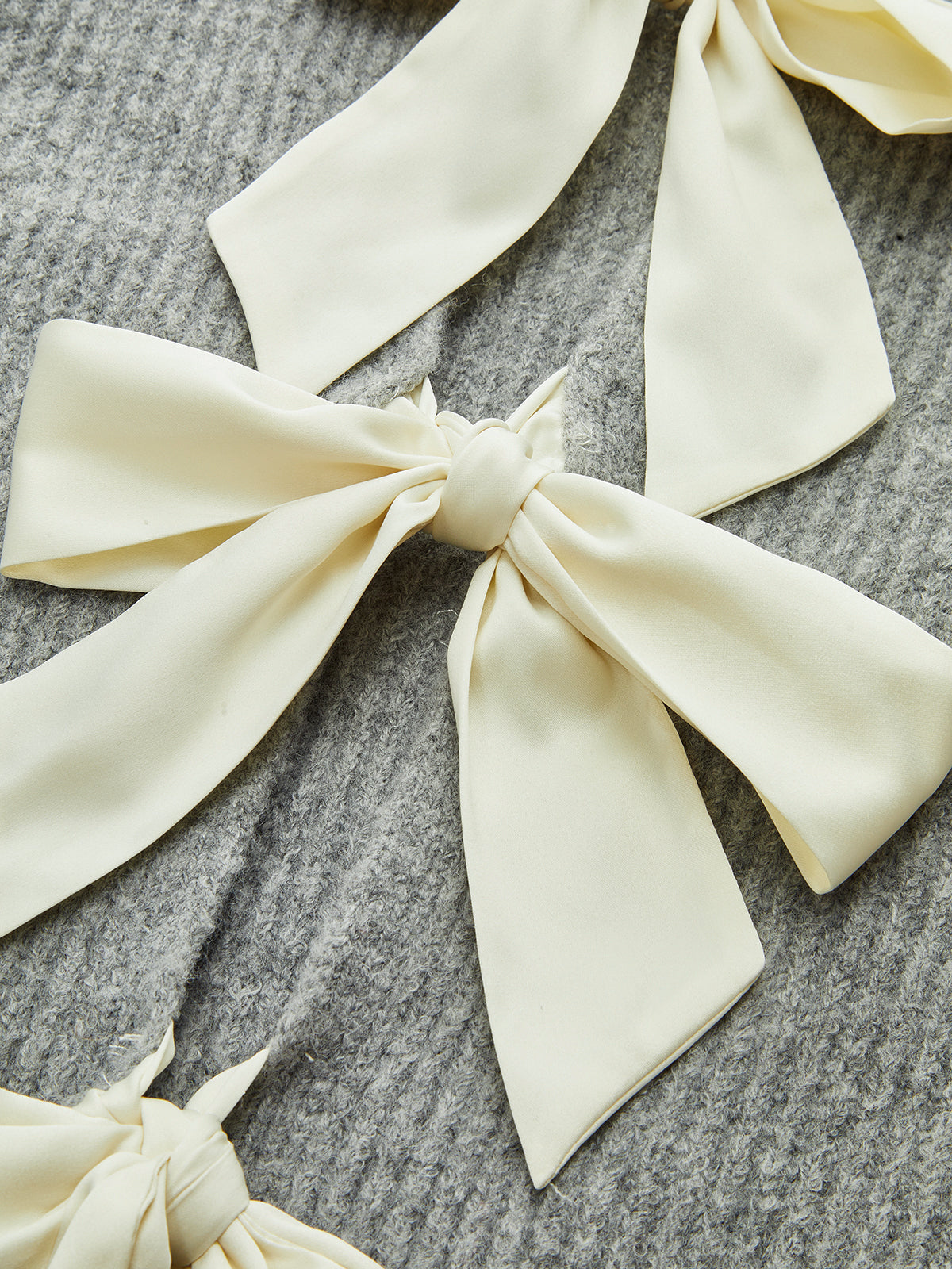Wool Blend Short Sleeve Bow Knit Top, Stylish Comfortable Everyday Wear