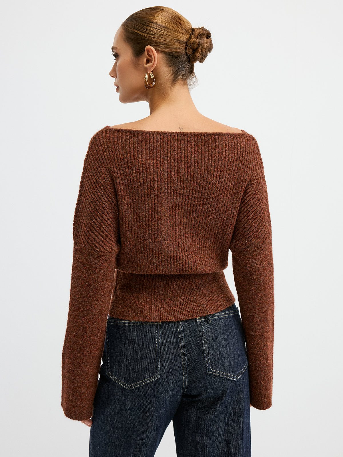 Wool Blend Off-Shoulder Sweater Cozy Winter Essential