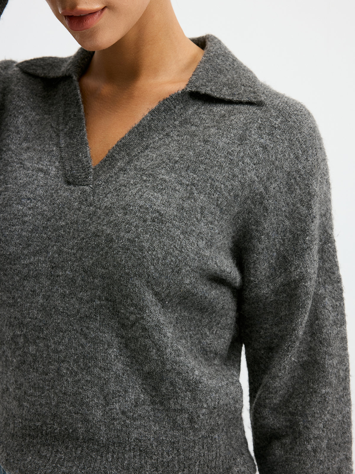 Wool Blend Polo Collar Casual Sweater for Men Comfortable Fit
