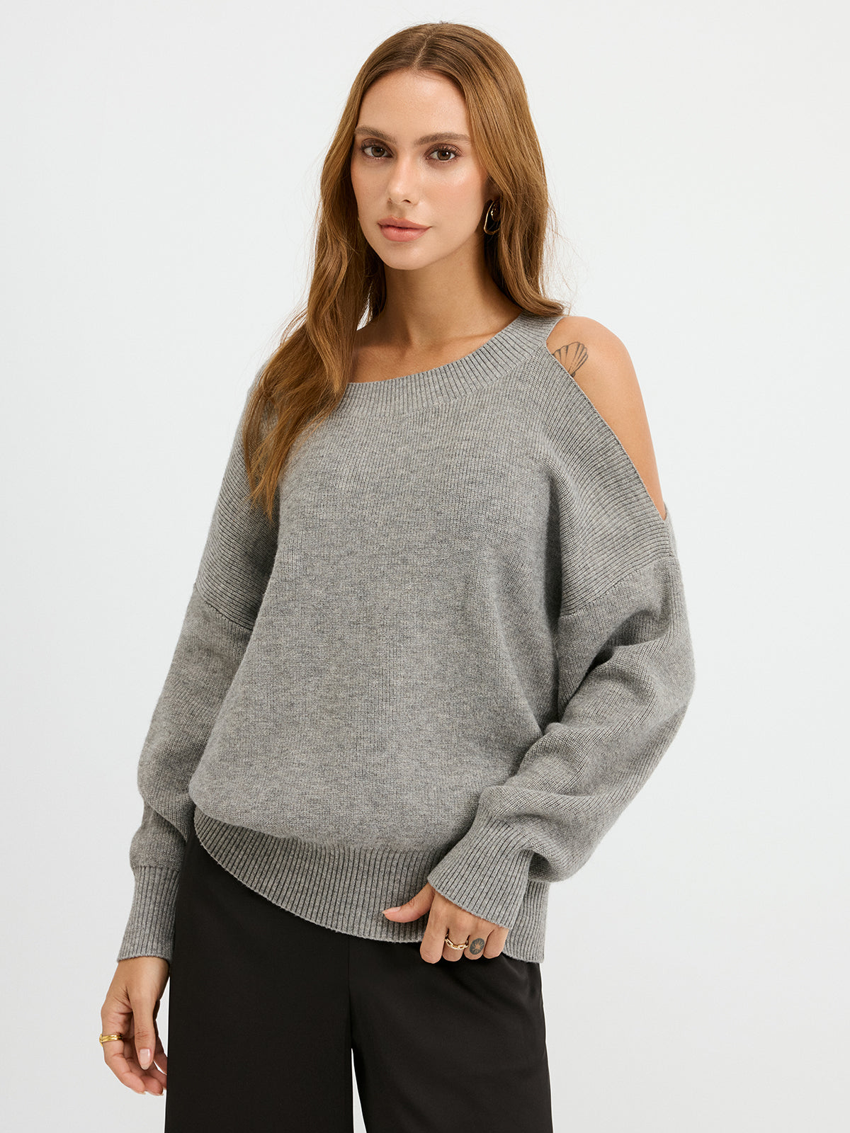 Reversible Cold-Shoulder Knit Top Casual Stylish Comfortable Trendy