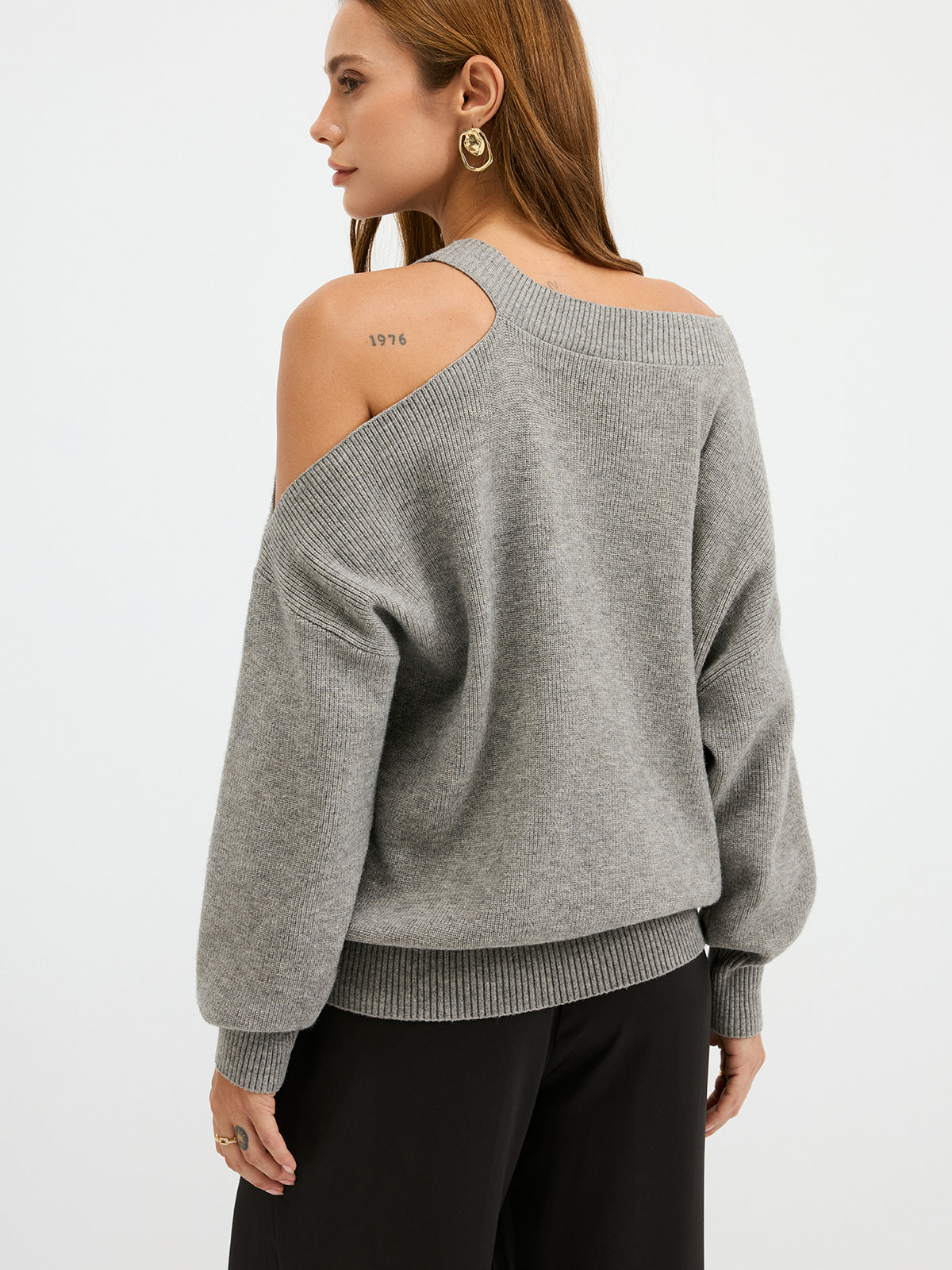 Reversible Cold-Shoulder Knit Top Casual Stylish Comfortable Trendy