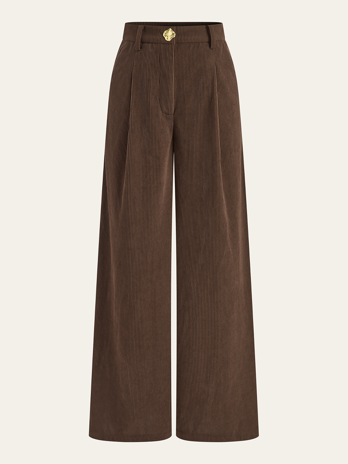 Corduroy Wide-Leg Pleated Pants for Women Casual Fall