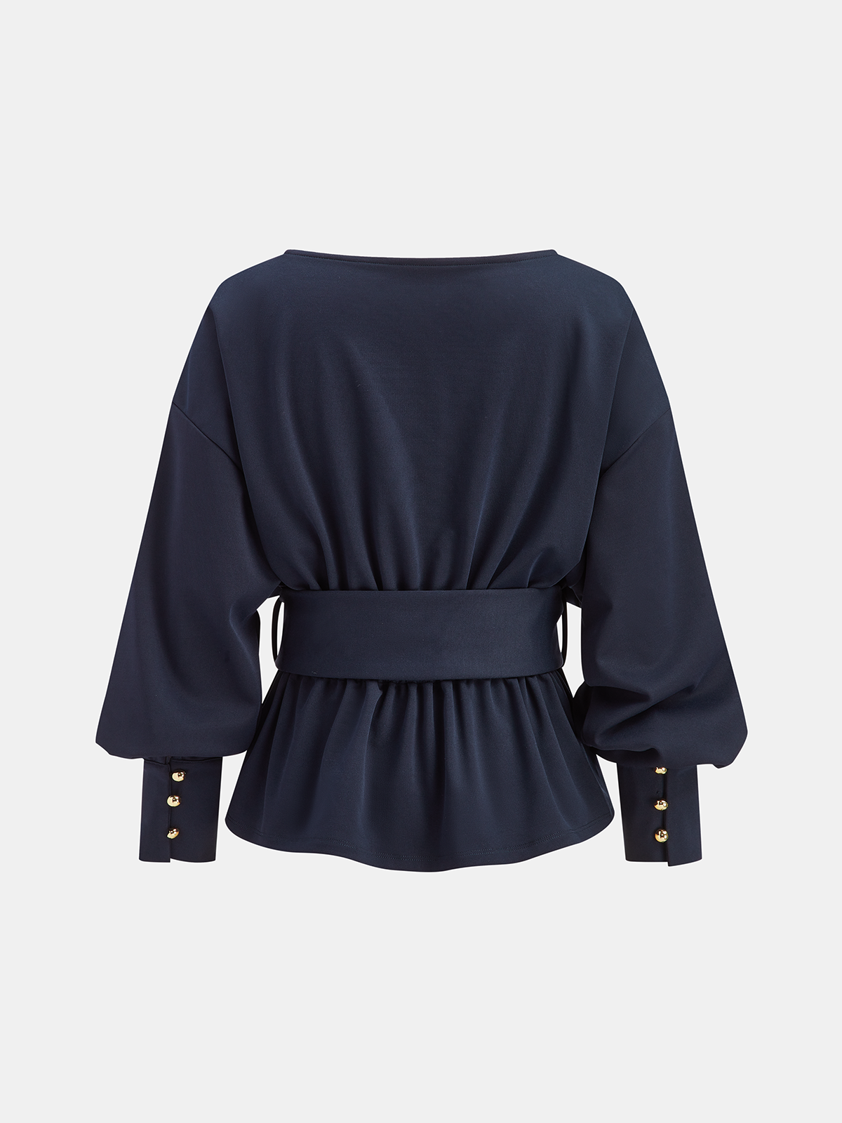 Boat Neck Peplum Sweatshirt with Wide Belt Stylish Comfort Fit