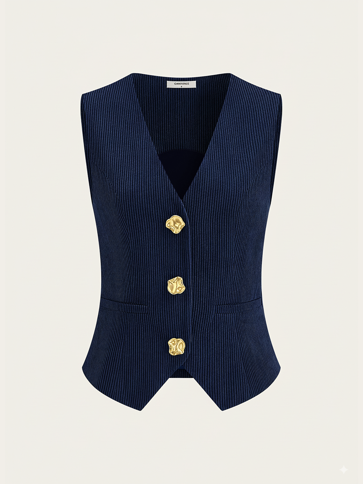Corduroy V-neck Buttoned Vest for Women Casual Layering