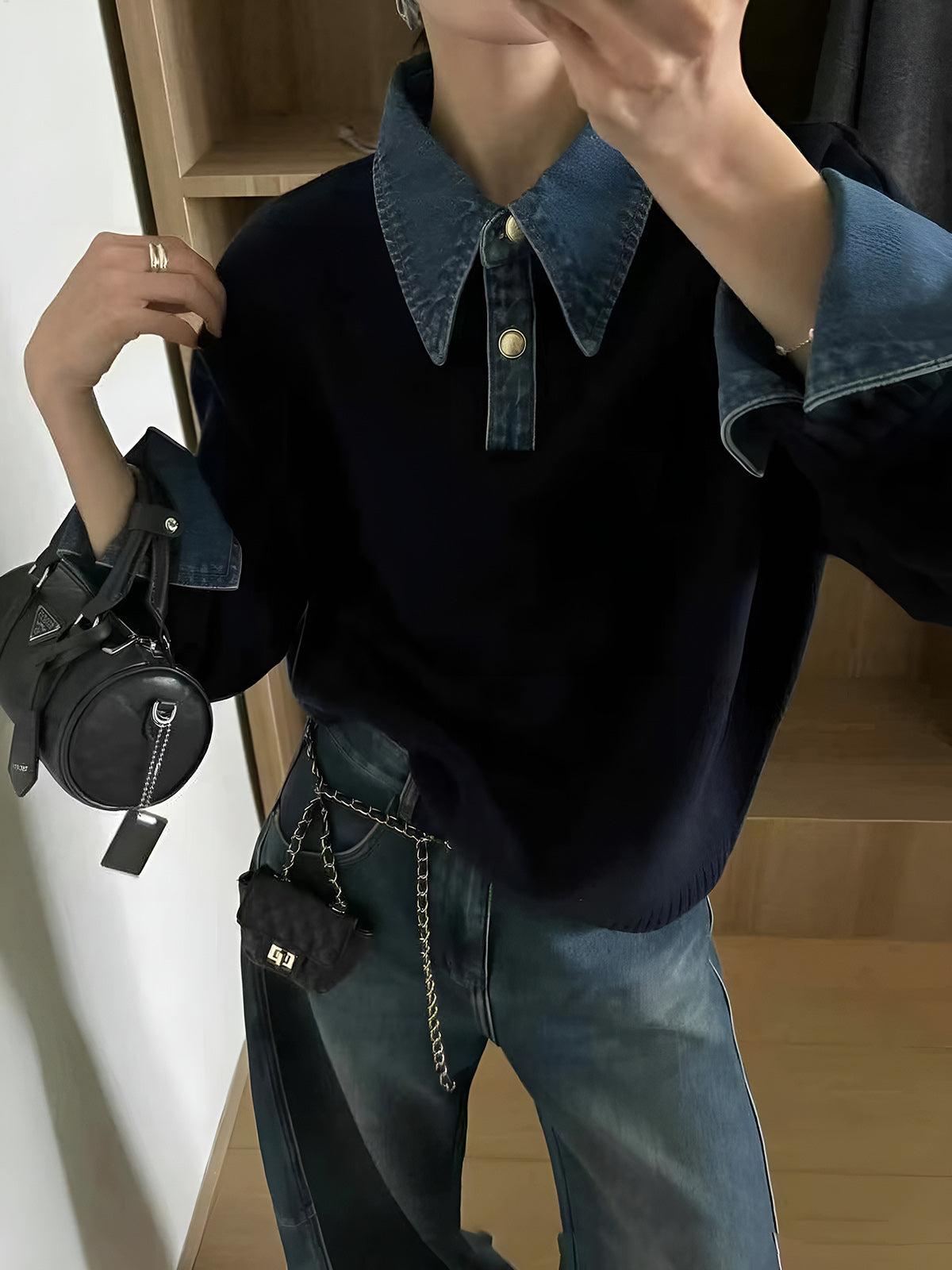 2 in 1 Panel Lapel Relaxed Sweater, Cozy Versatile Layering Essential Piece