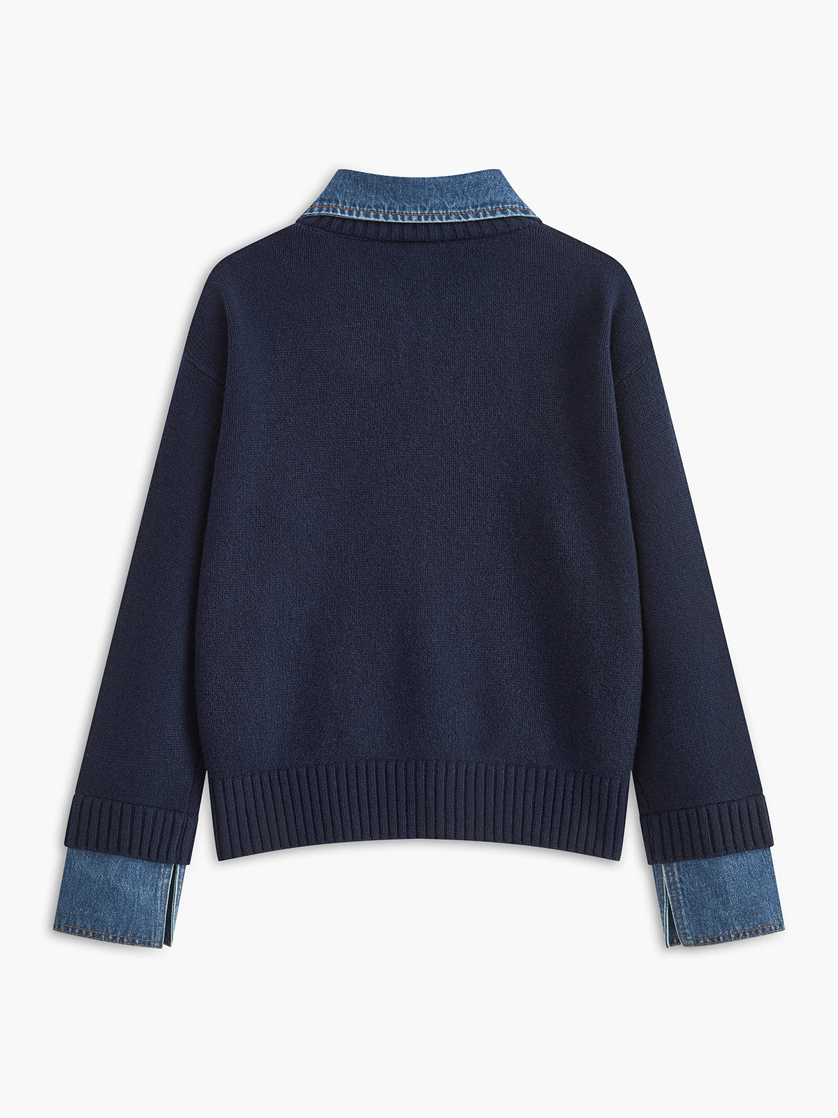 2 in 1 Panel Lapel Relaxed Sweater, Cozy Versatile Layering Essential Piece