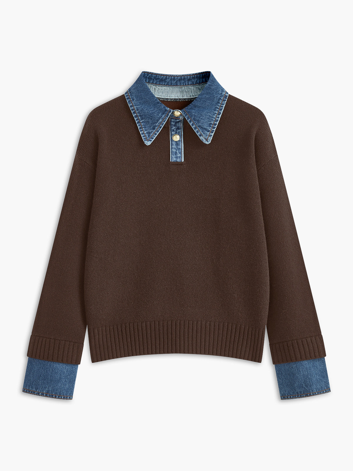 2 in 1 Panel Lapel Relaxed Sweater, Cozy Versatile Layering Essential Piece