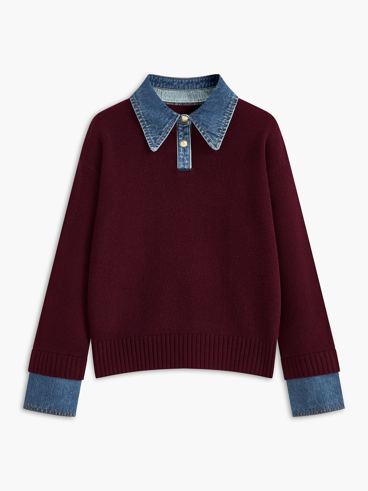 2 in 1 Panel Lapel Relaxed Sweater for Versatile Casual Wear