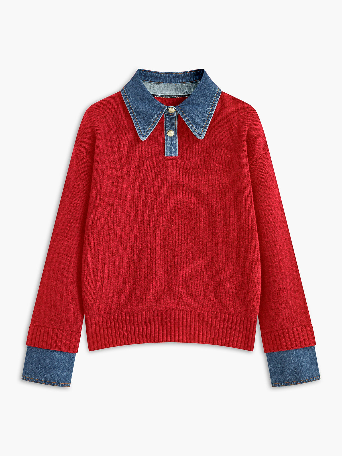 2 in 1 Panel Lapel Relaxed Sweater, Cozy Versatile Layering Essential Piece