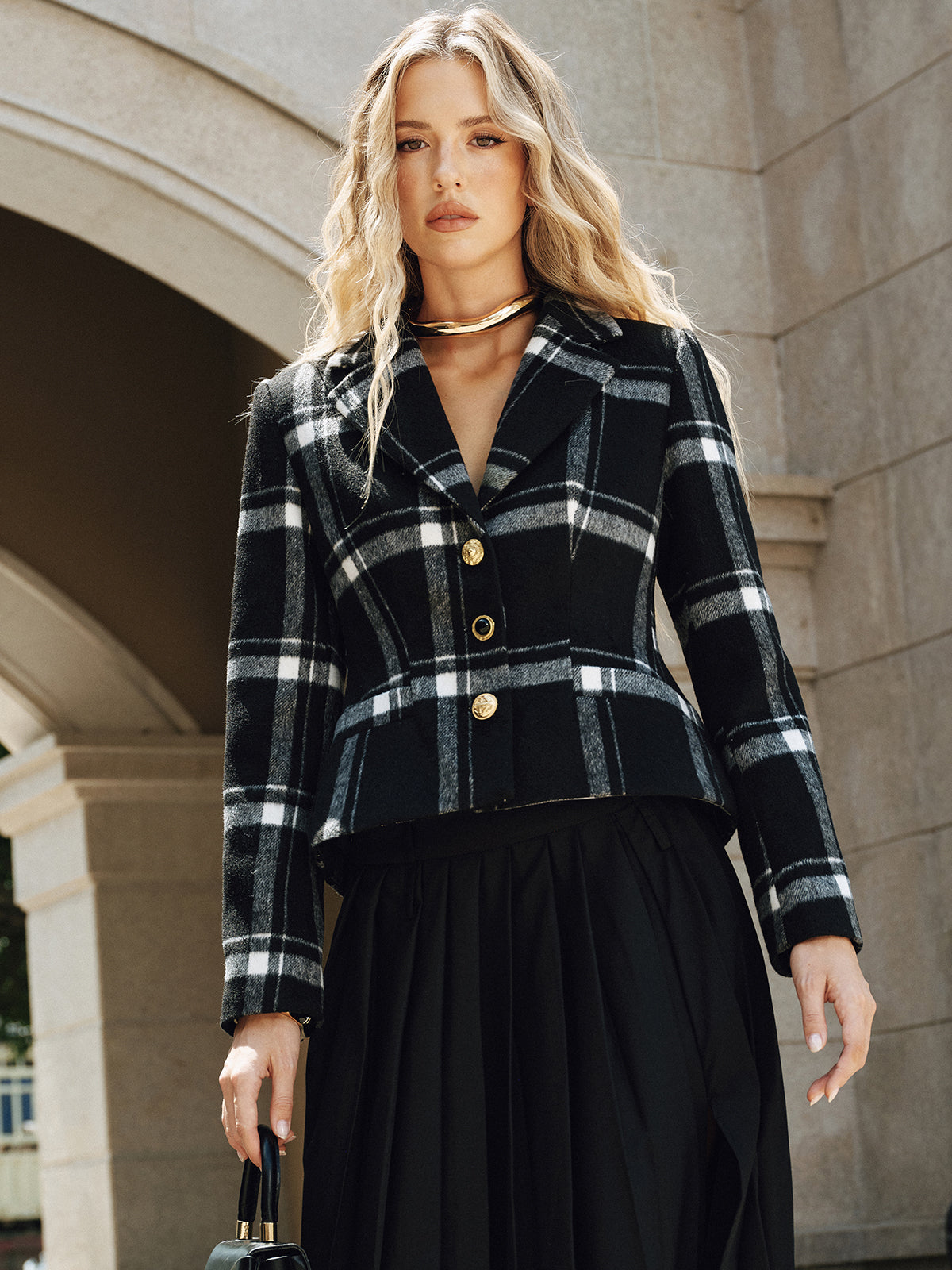 Plaid Wool Blend Blazer Classic Tailored Fit Jacket