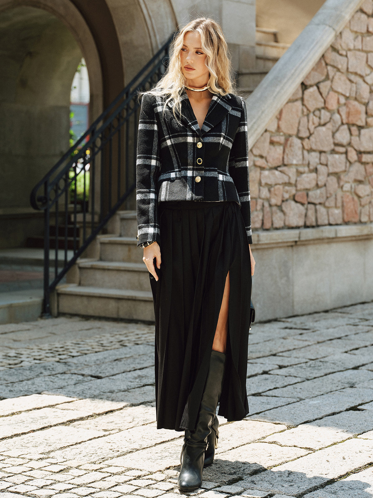 Plaid Wool Blend Blazer Classic Tailored Fit Jacket
