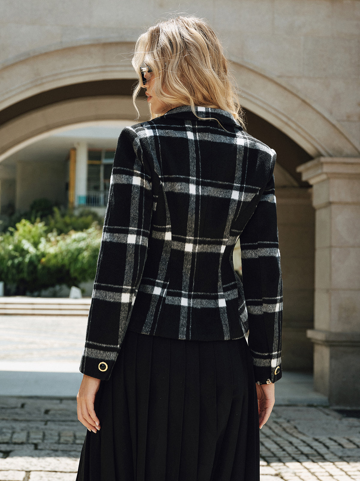 Plaid Wool Blend Blazer Classic Tailored Fit Jacket