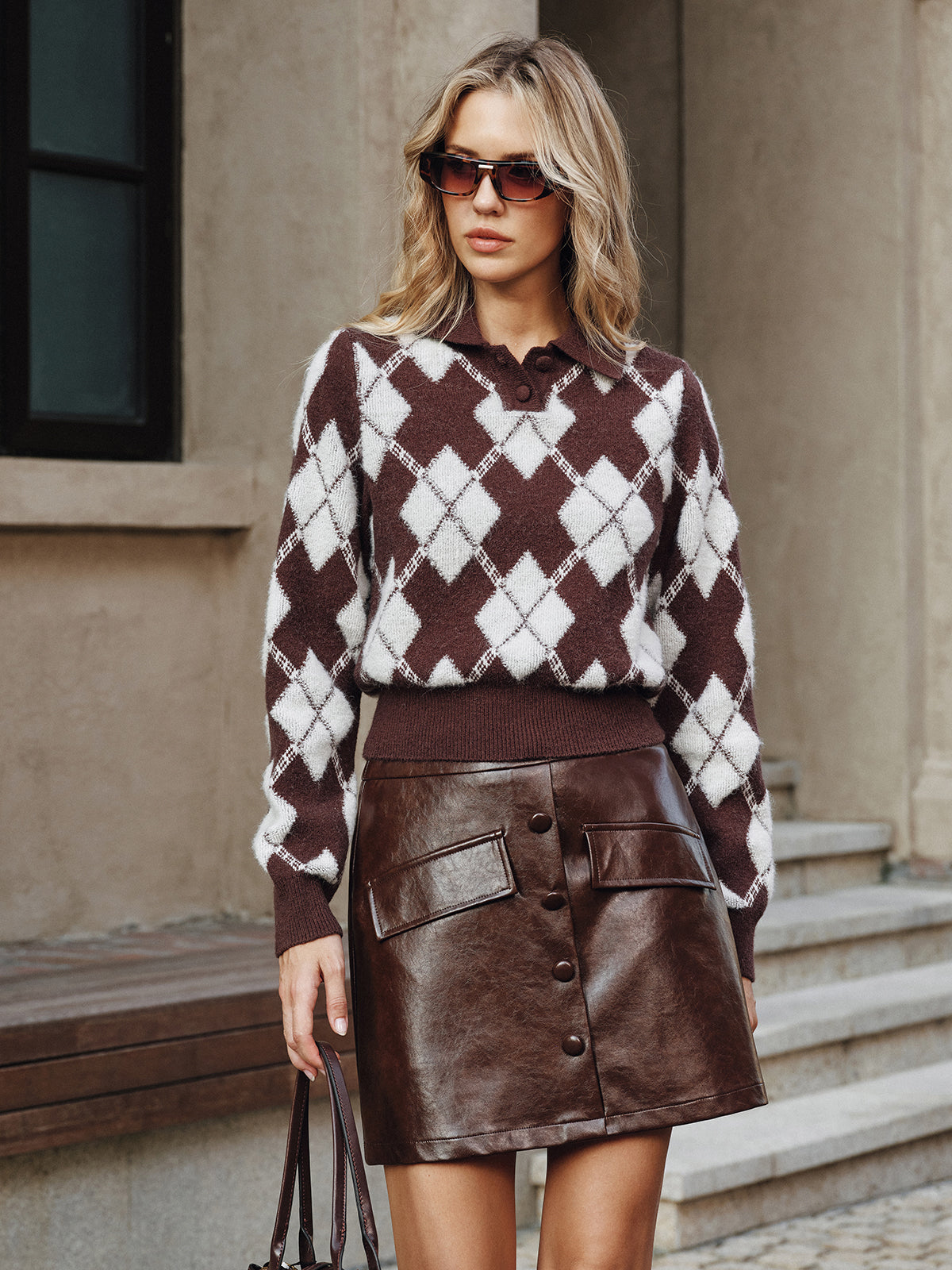 Decor Pocket Faux Leather Mini Skirt with High Waist Design