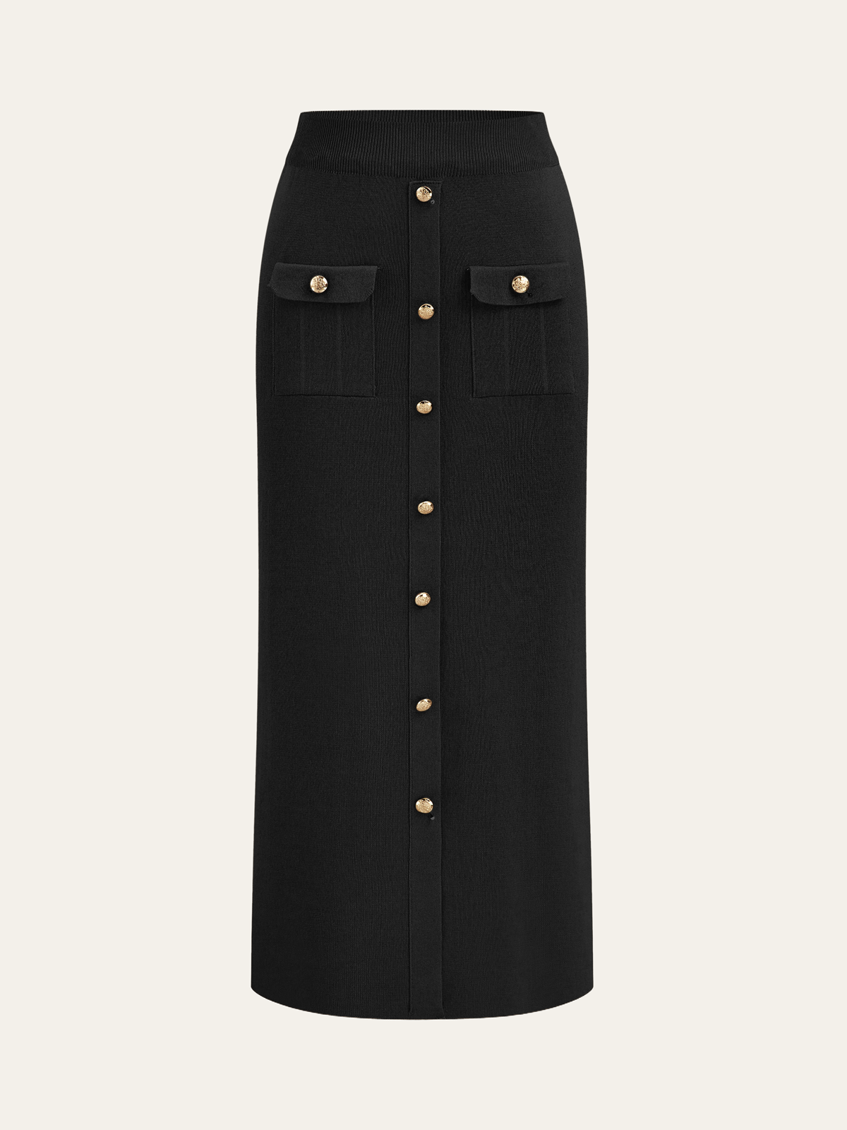 Metal Button Collared Cardigan and Midi Skirt Set - Trendy Women's Autumn Outfit