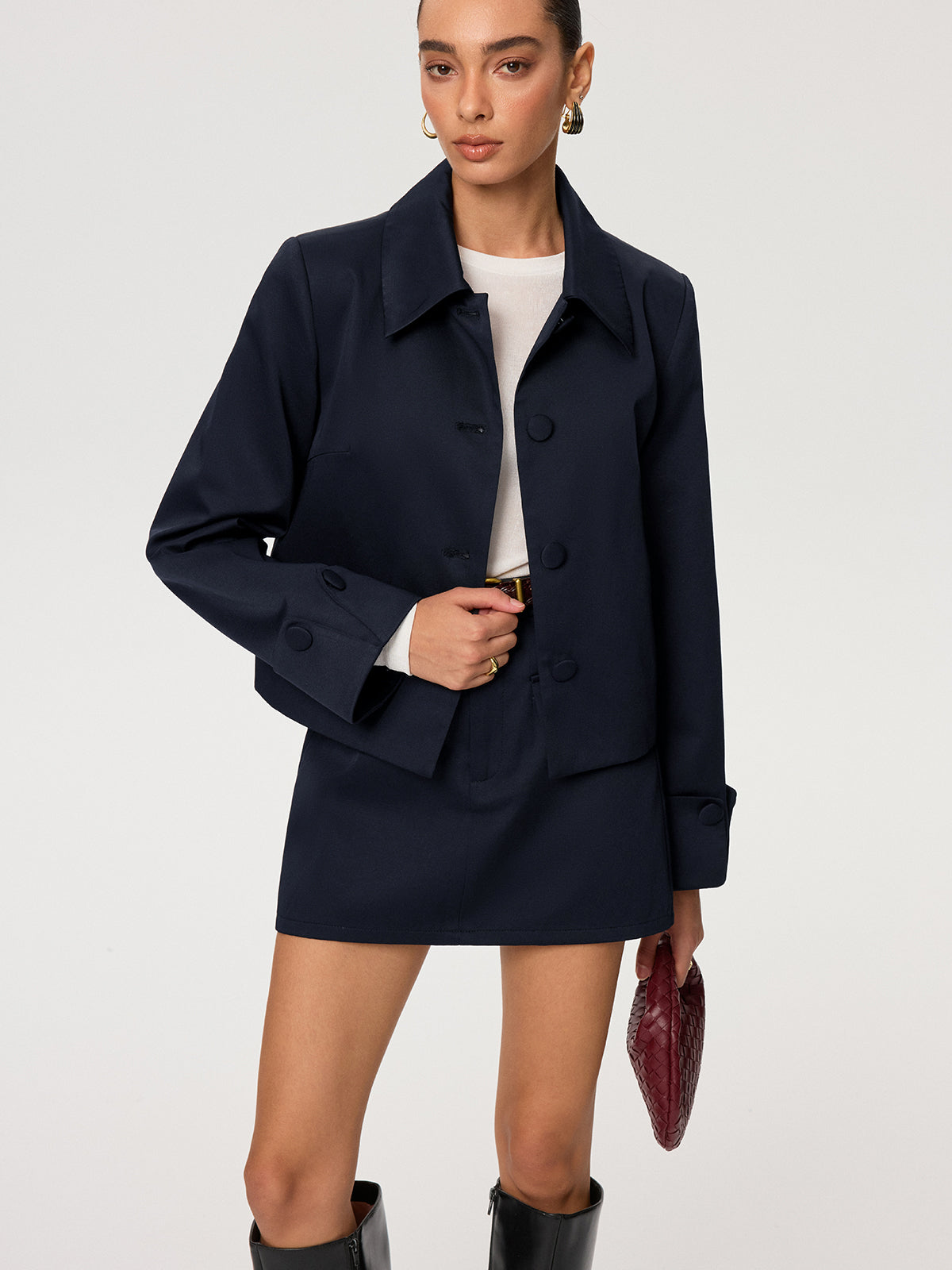 Collared Cotton Blend Jacket for Men with Style-Savvy Detailing