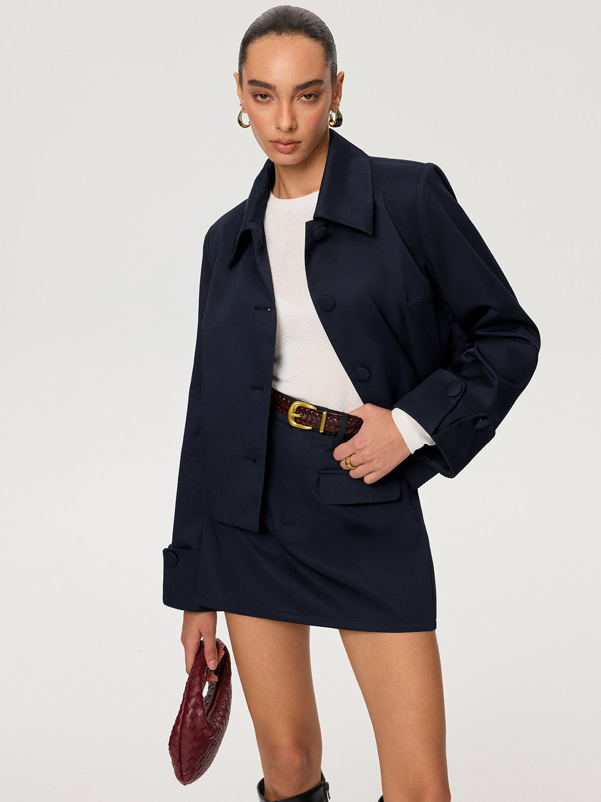 Collared Cotton Blend Jacket for Men with Style-Savvy Detailing