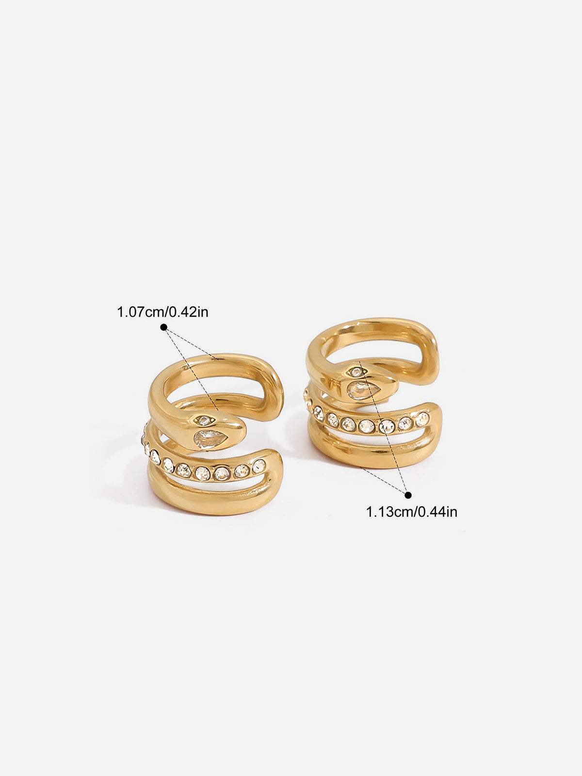 Crystal Detail Snake-Shaped Clip Earrings for Elegant Evening Wear