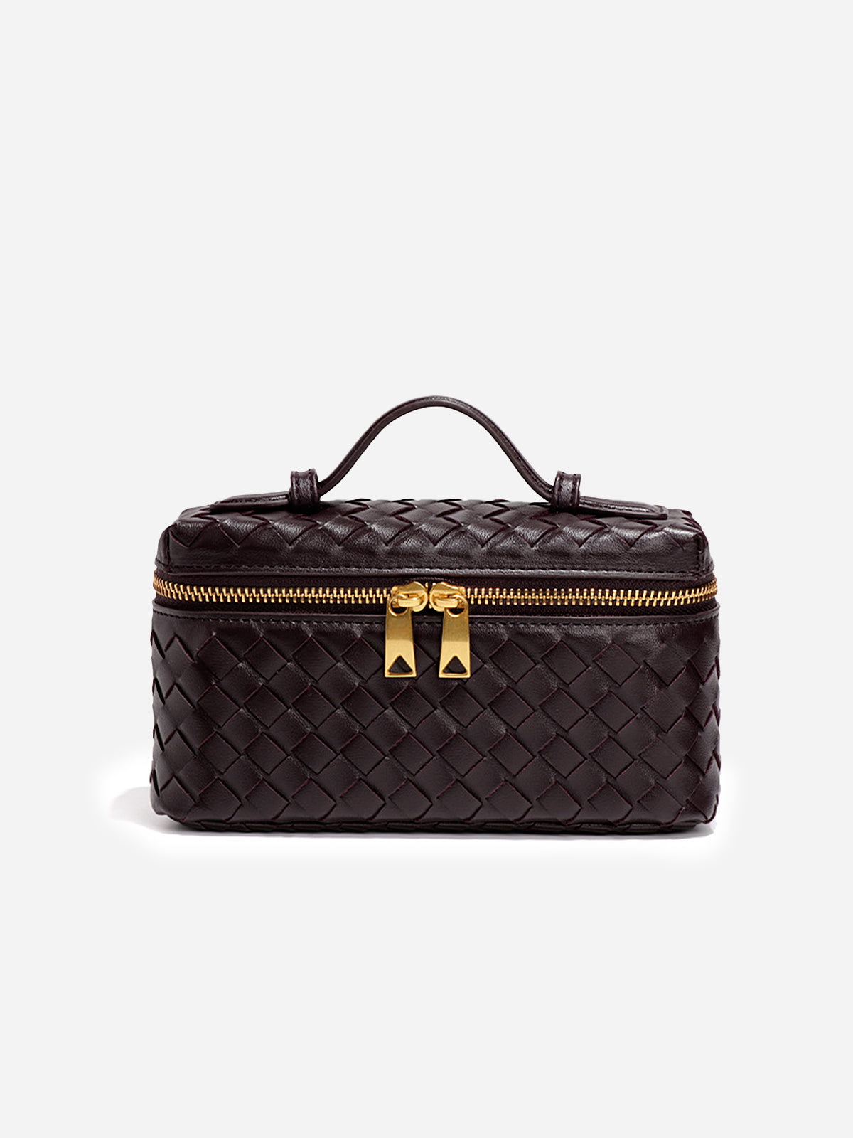 Woven PU Leather Box Bag Adjustable Crossbody Strap